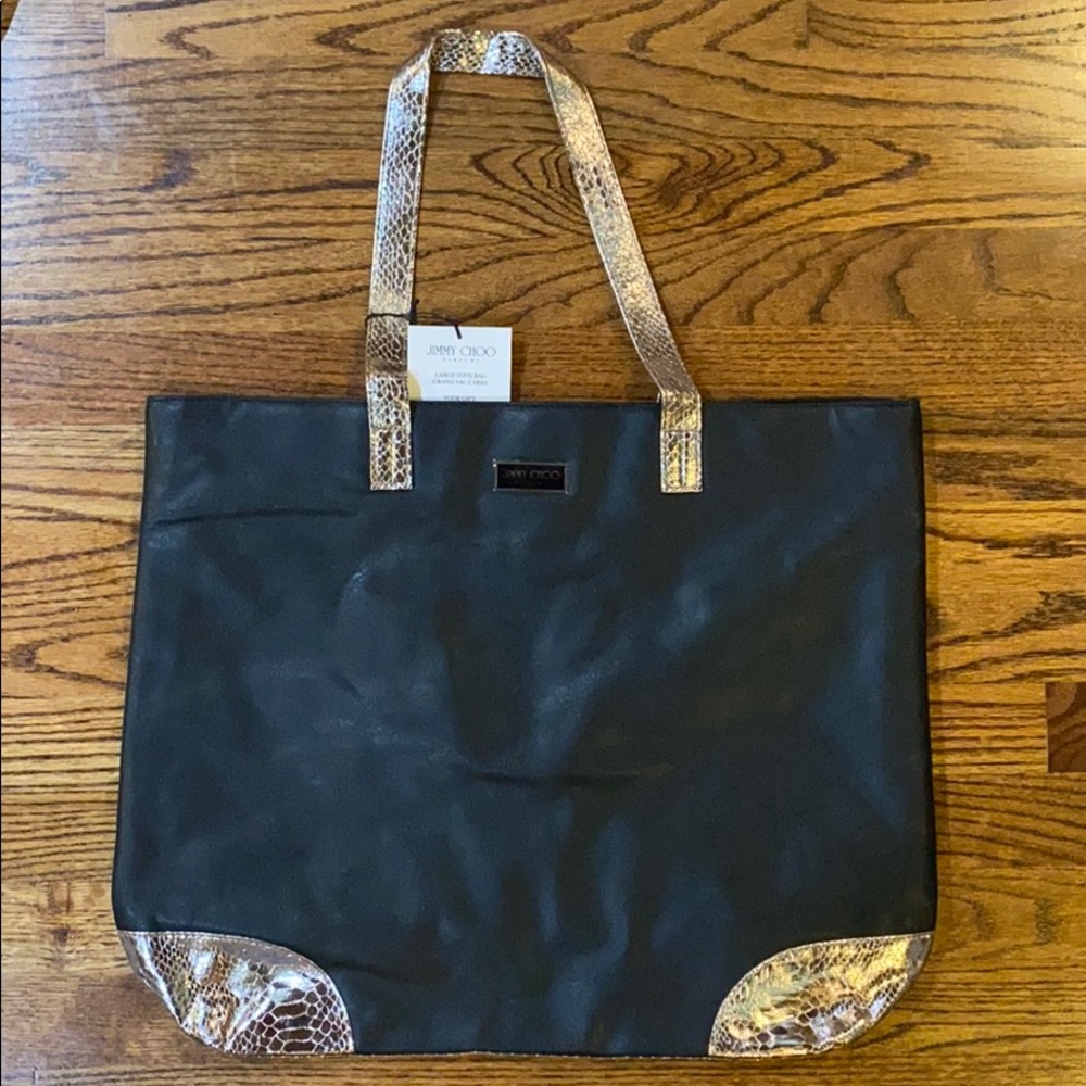 Jimmy Choo Python Tote / Beach Bag - Black/Copper